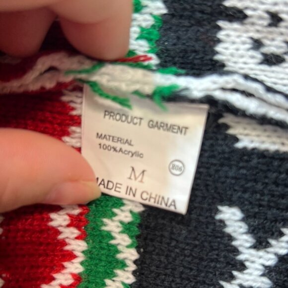 Womens Open Front Cardigan Sweater Medium Christmas Snowland Turndown Collar - Picture 9 of 9